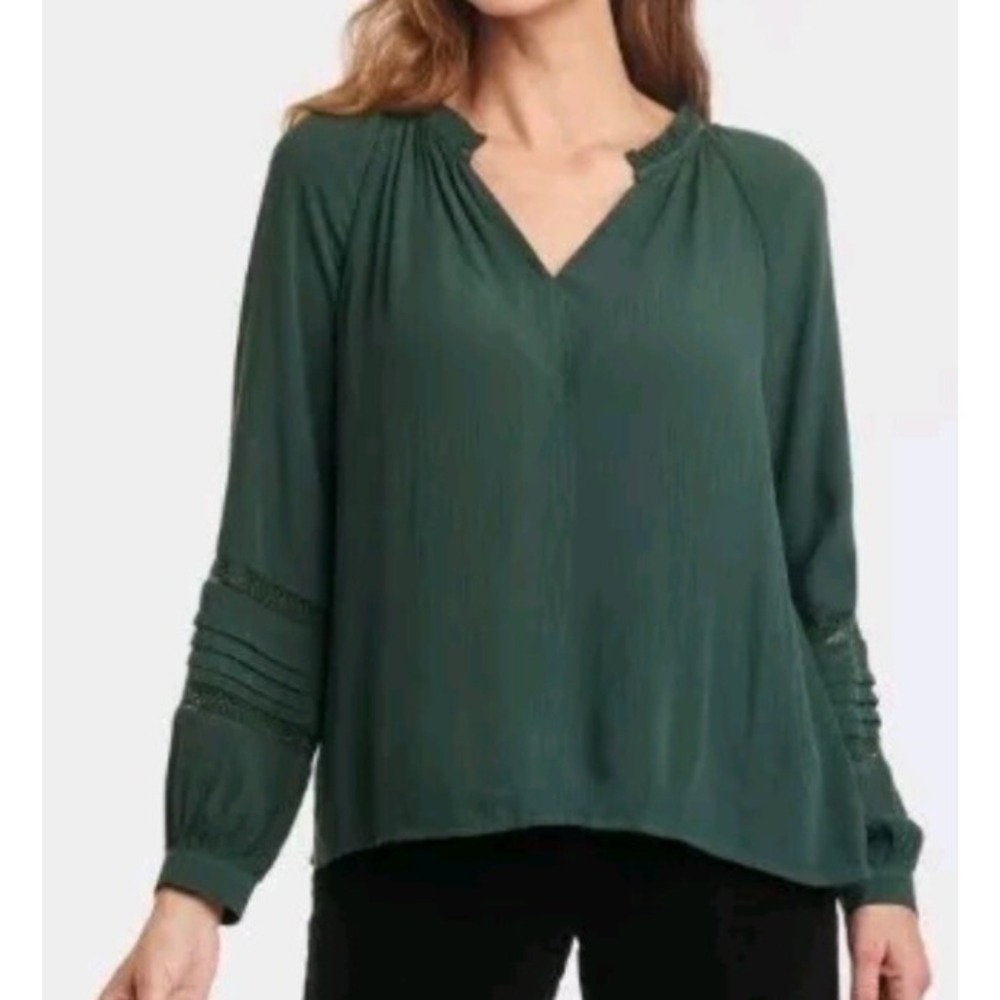 Women's Long Sleeve Lace Blouse - Knox Rose Dark Green Size XS